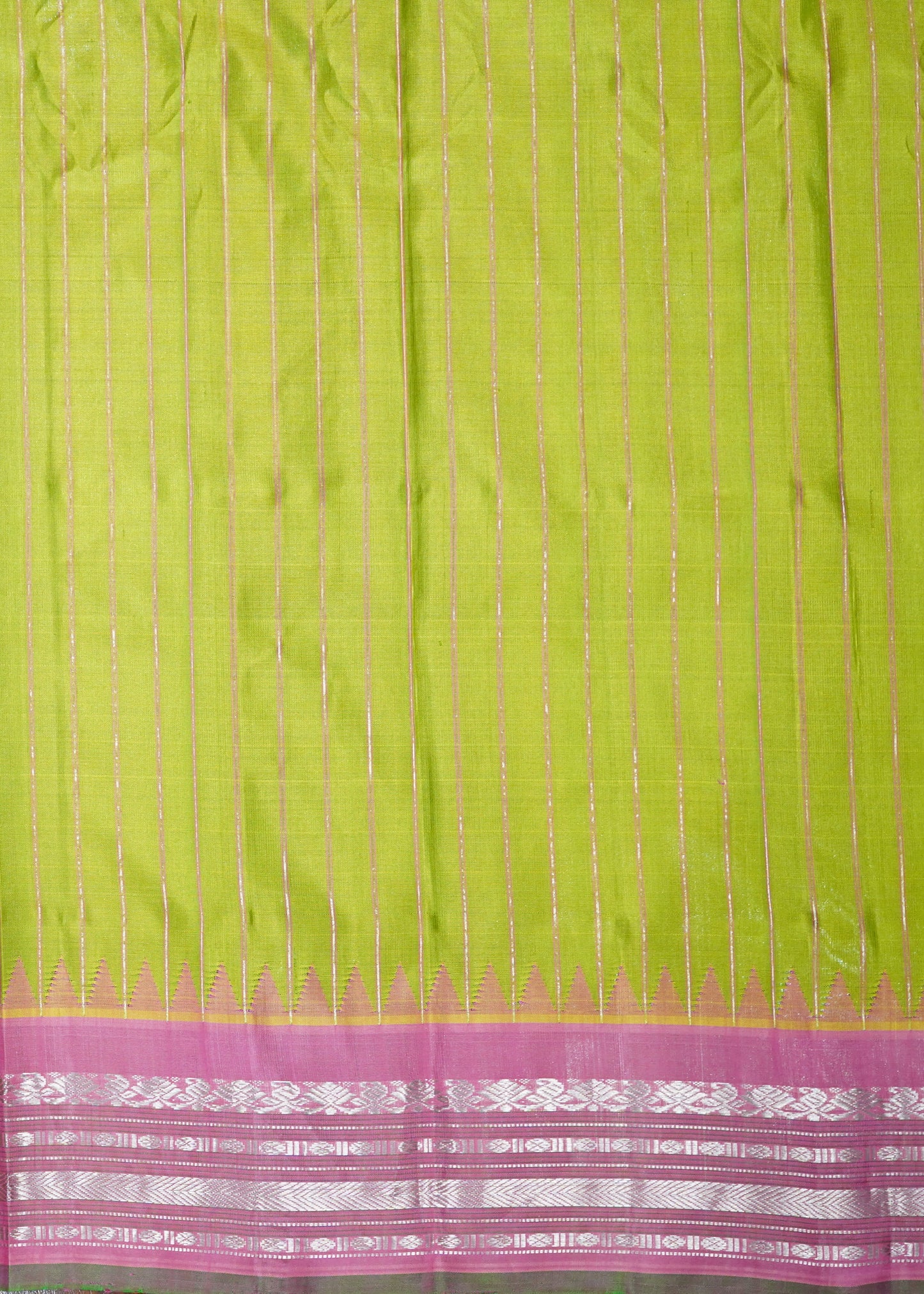 Parrot Green Gadwal Zari Buti Pure Silk Saree
