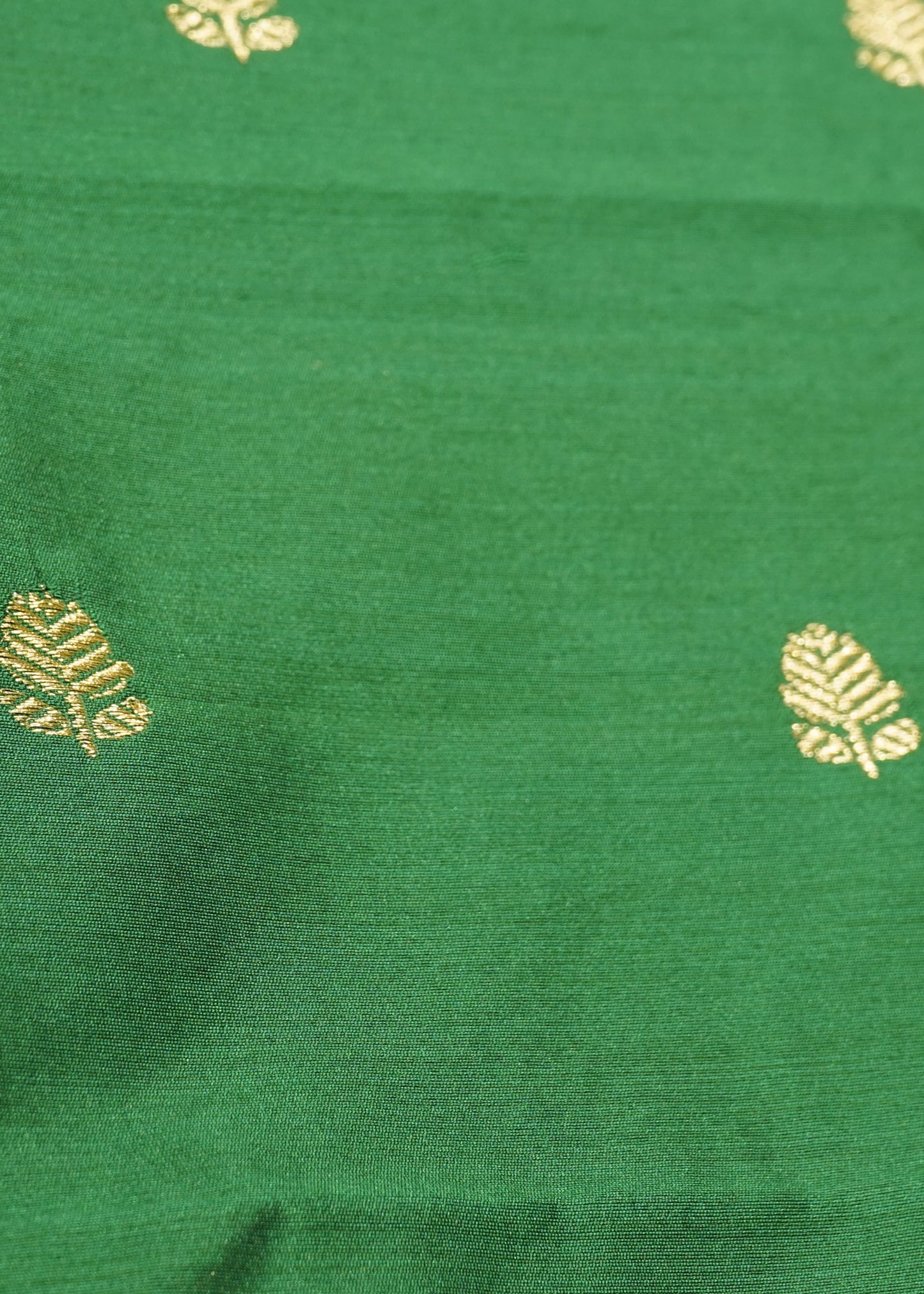 Green Banaras Zari Buti Pure Silk Handloom Fabric