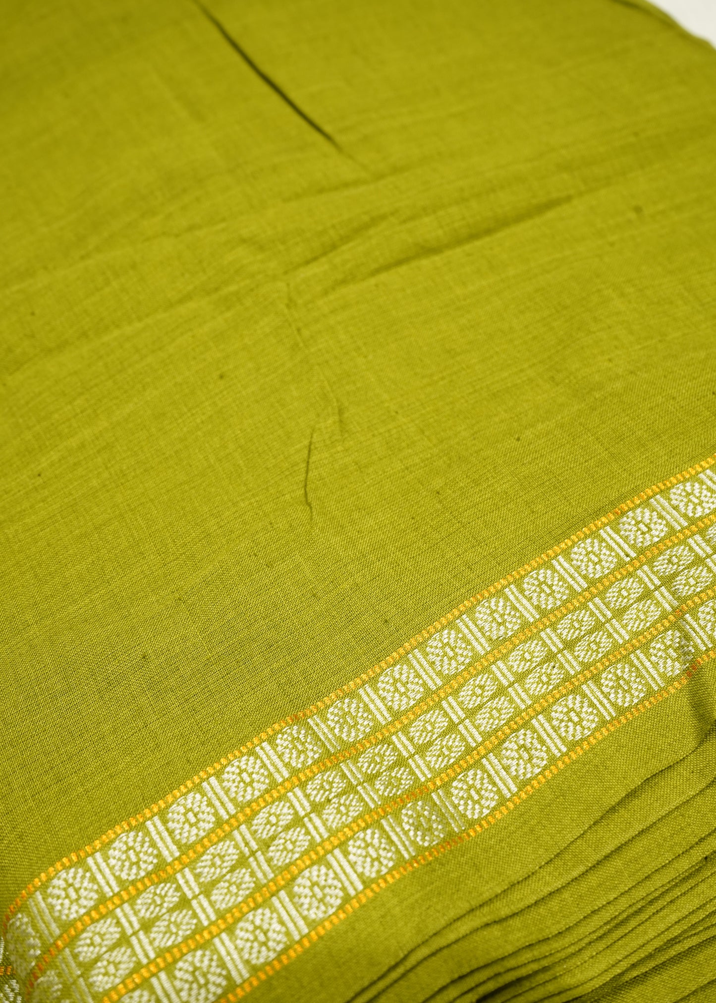 Light Green Ponduru Zari Buti Pure Cotton Handloom Fabric