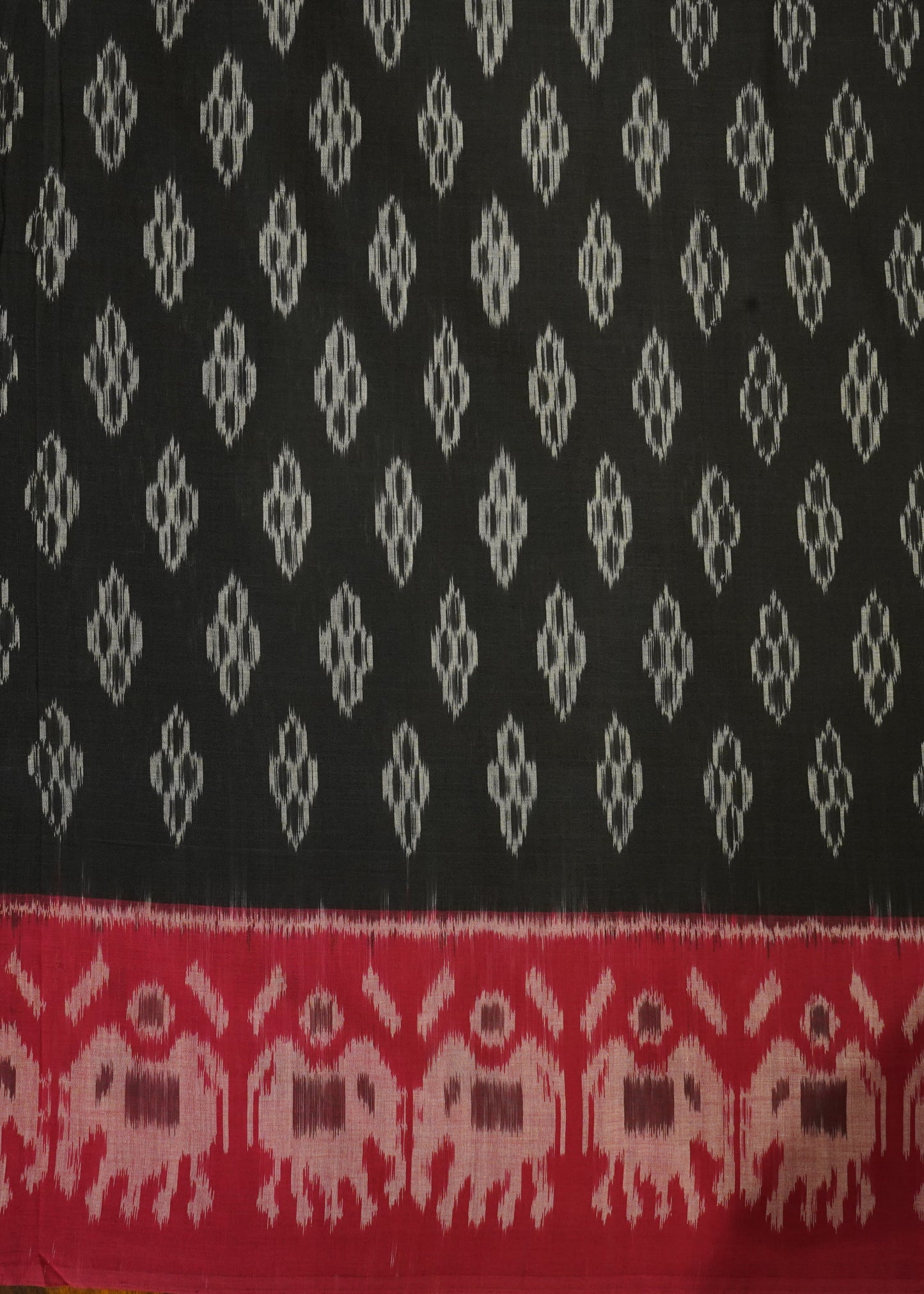 Black Pochampally Weft Ikkat All Over Pure Cotton Handloom Saree