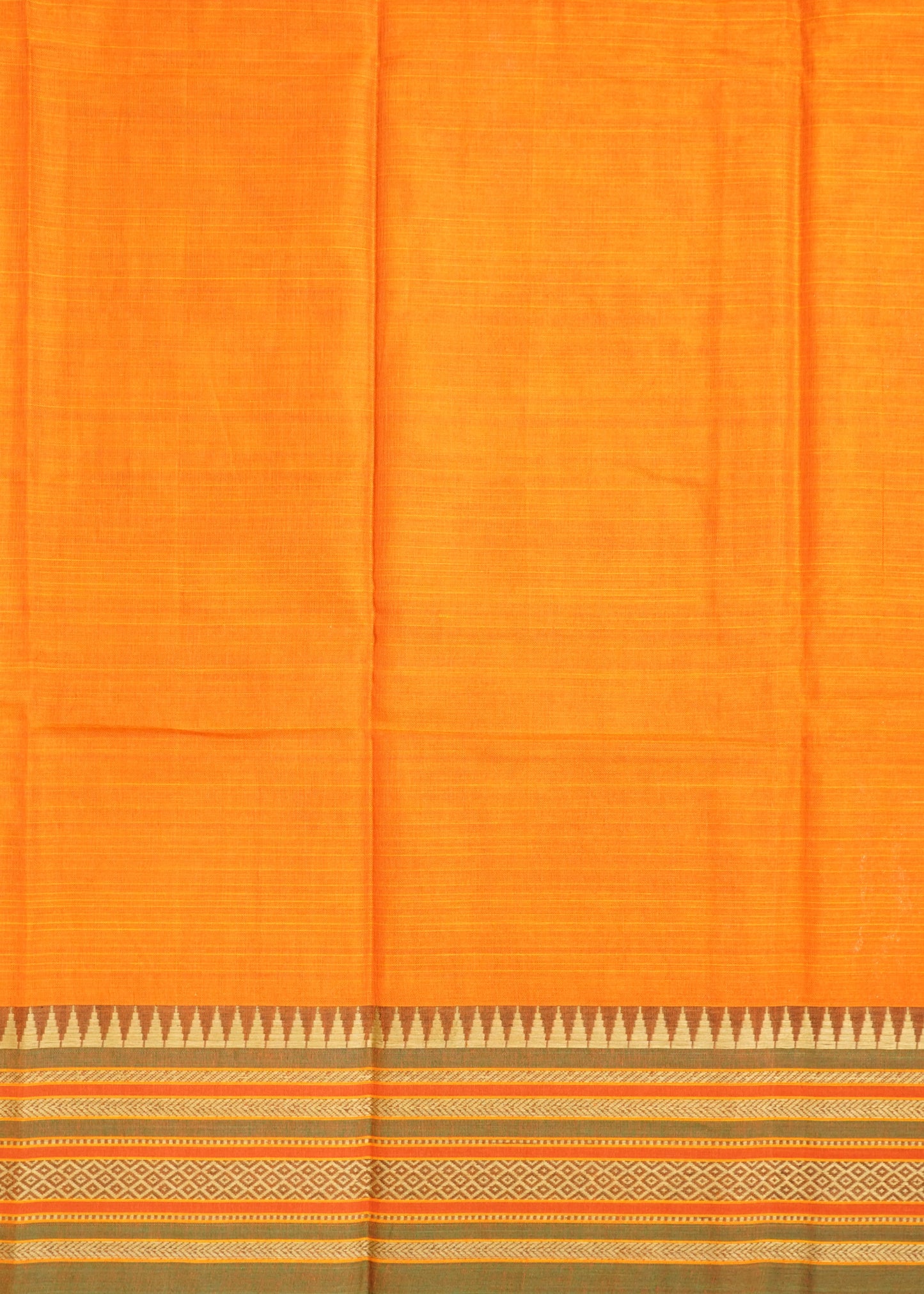 Orange Narayanpet Pure Cotton Handloom Saree