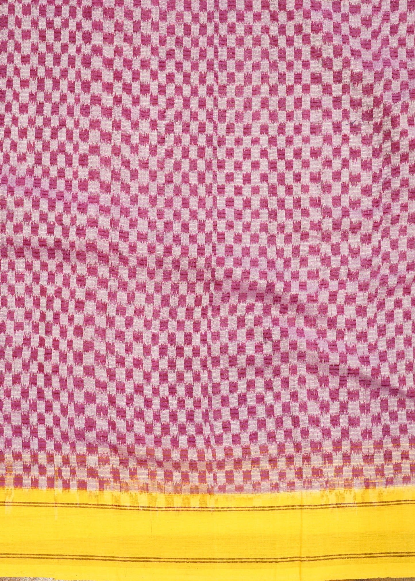 Pink Pochampally Ikkat Missing Checks Pure Cotton Handloom Saree