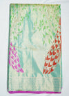 Sea Green Kanchi Kalanjali Tissue Pure Silk Handloom Saree