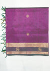 Dark Wine Kanchi Zari Buti Pure Silk Cotton Handloom Saree