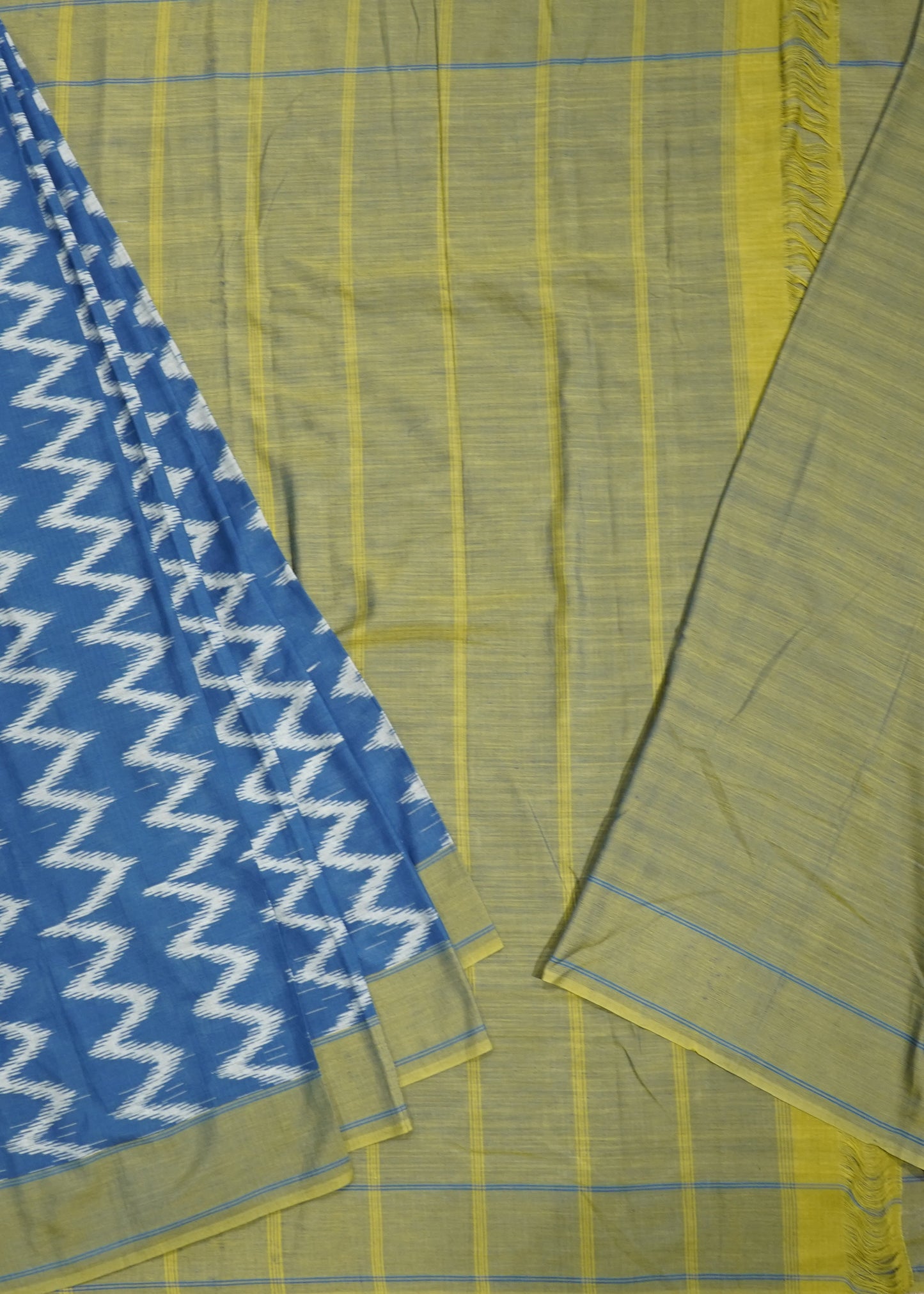 Blue Pochampally Warp Ikkat All Over Pure Cotton Handloom Saree