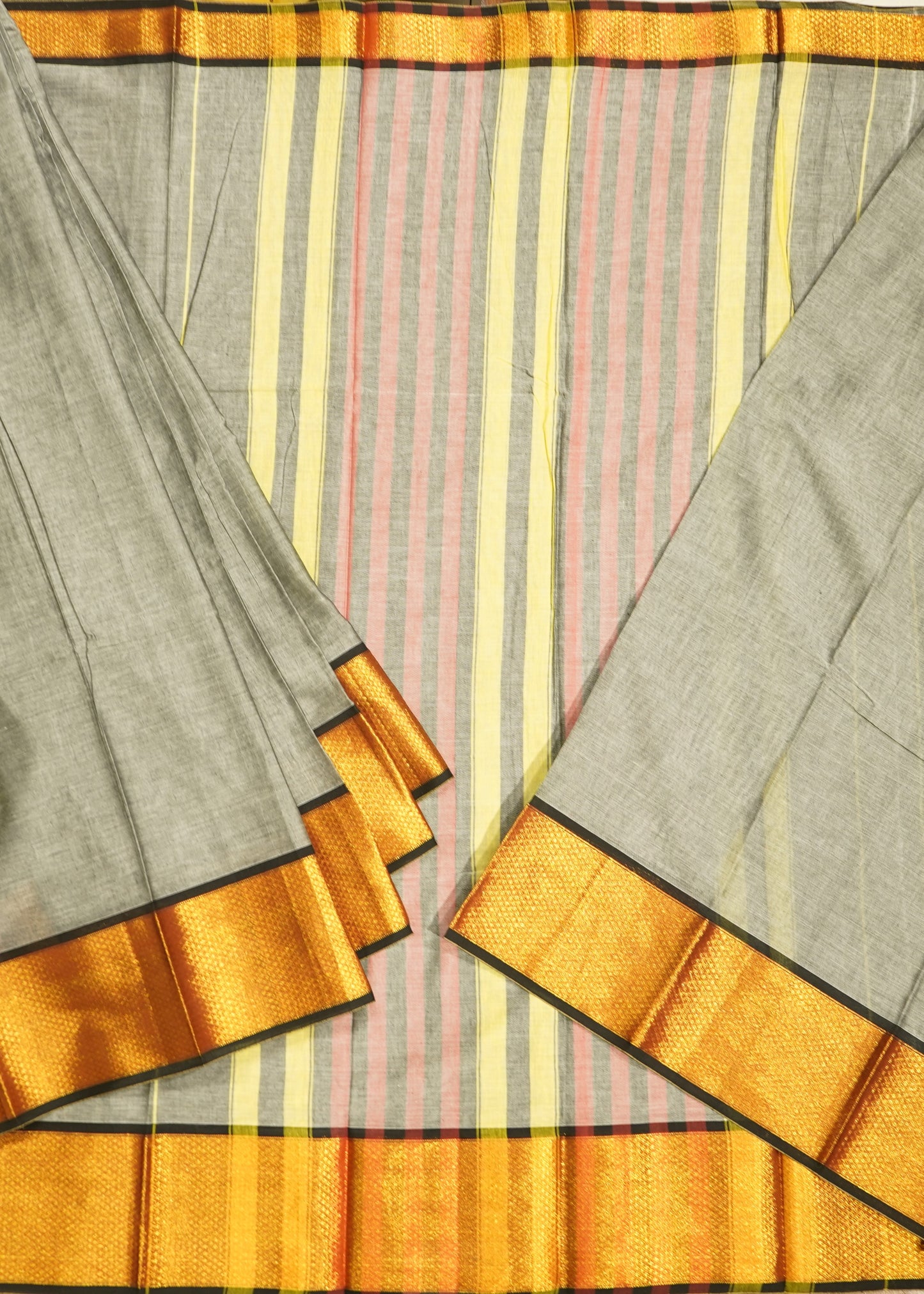 Gray Narayanpet Pure Cotton Handloom Saree
