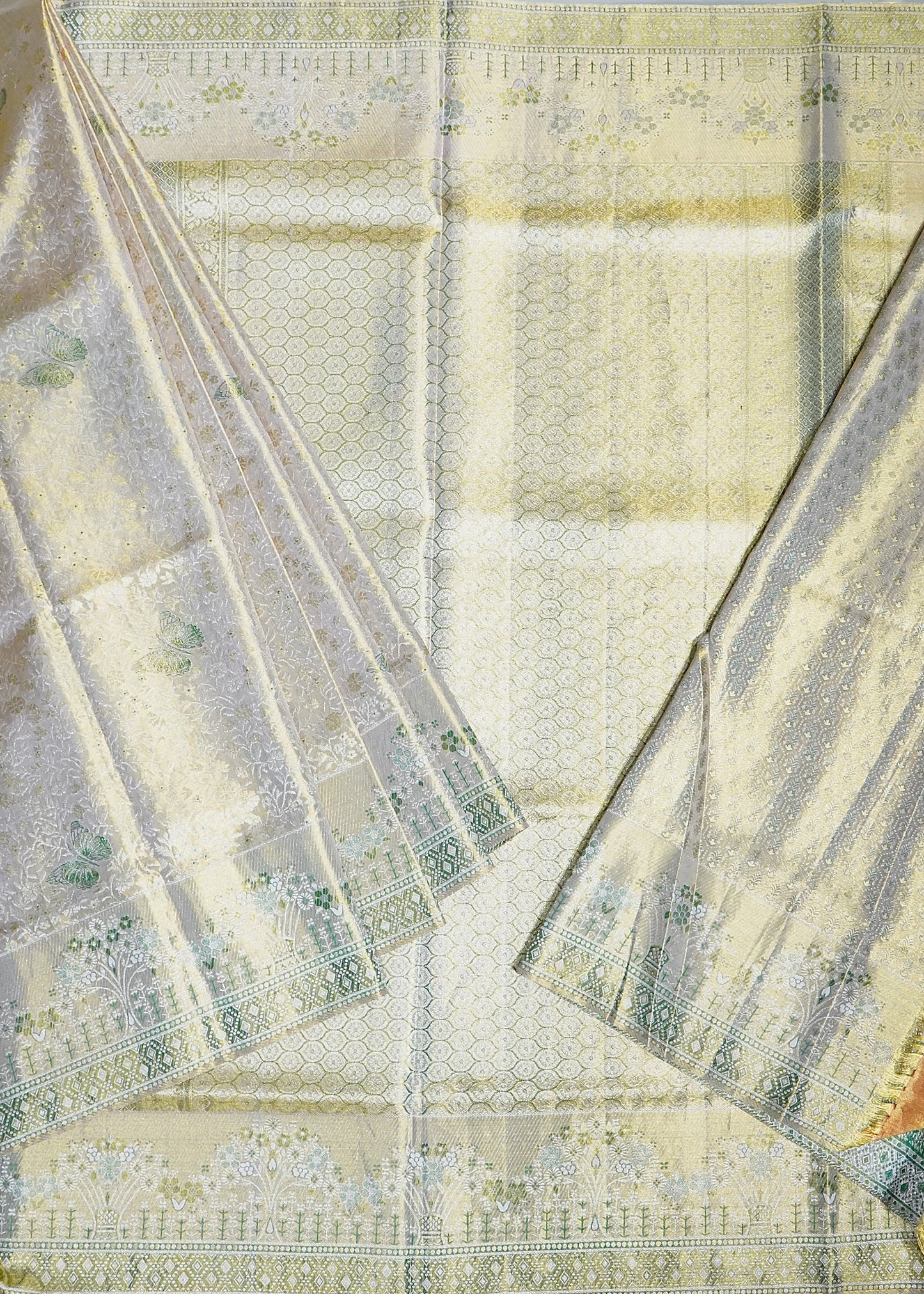 Beige Kanchi All Over Tissue Pure Silk Handloom Saree