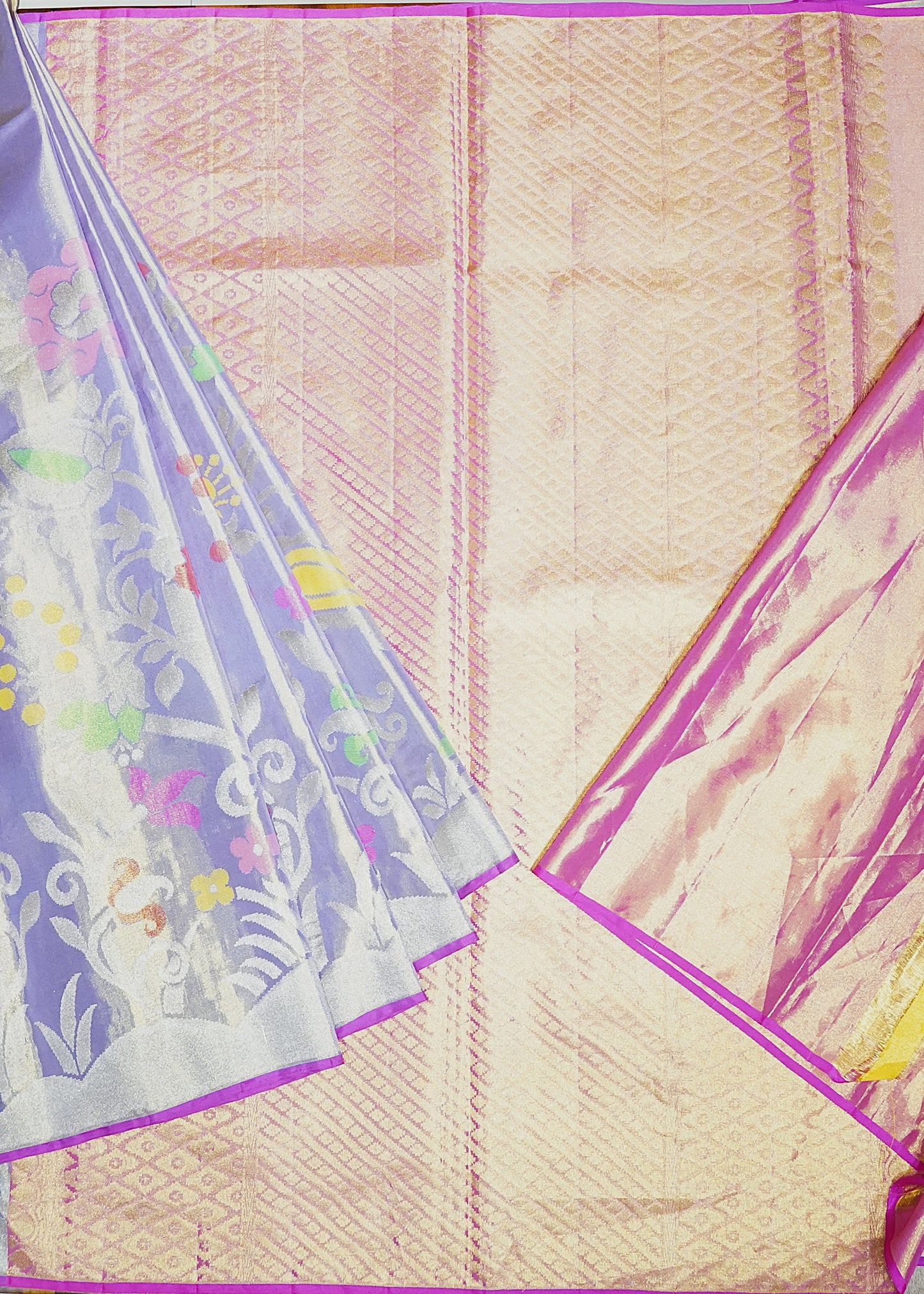 Violet Kanchi Kalanjali Tissue Pure Silk Handloom Saree