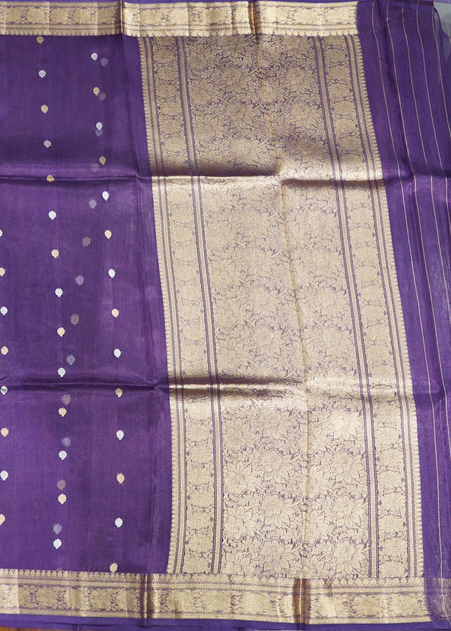 Purple Kora Banaras Silk Saree