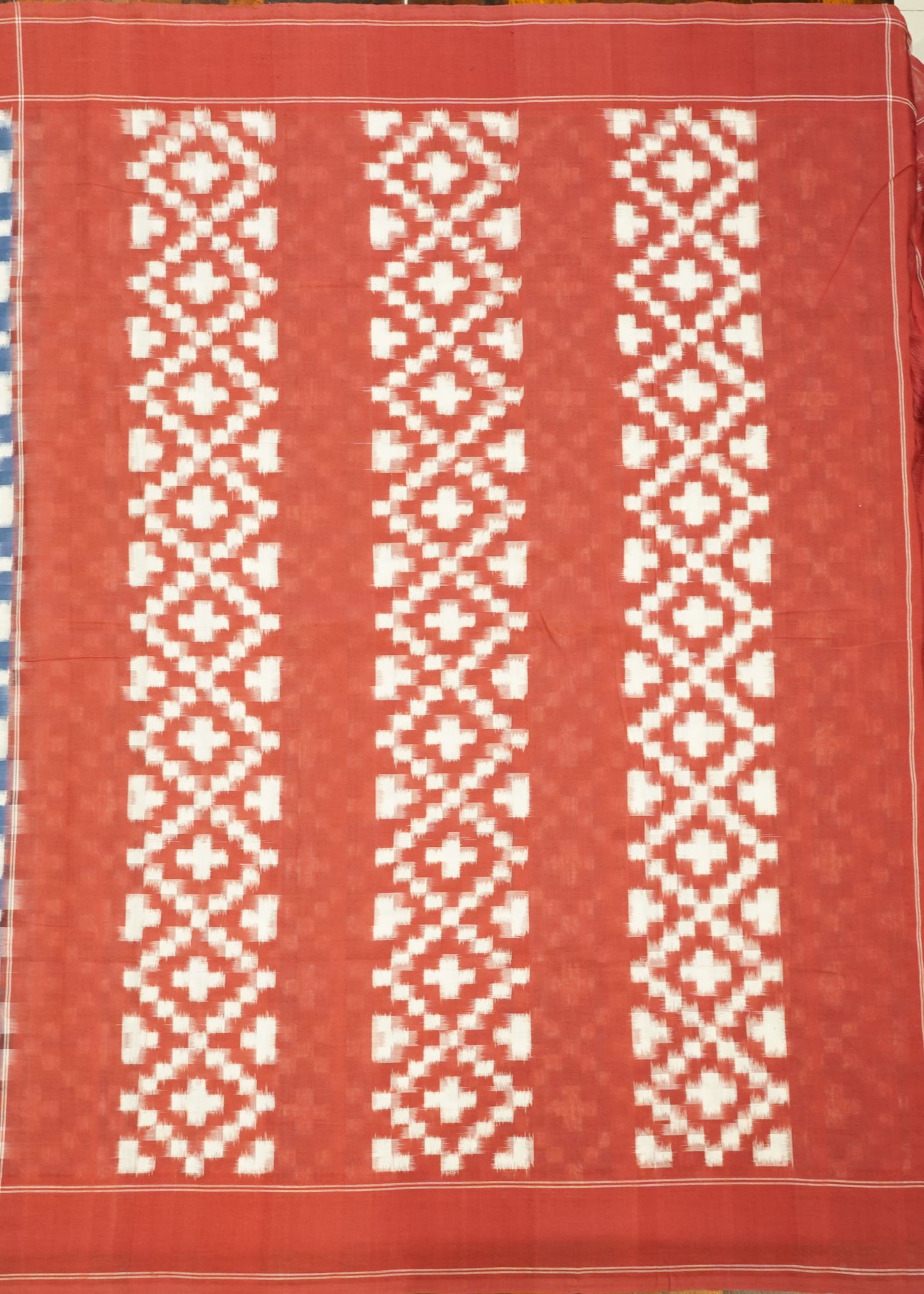 Indigo Blue Pochampally Double Ikkat Pure Cotton Handloom Saree
