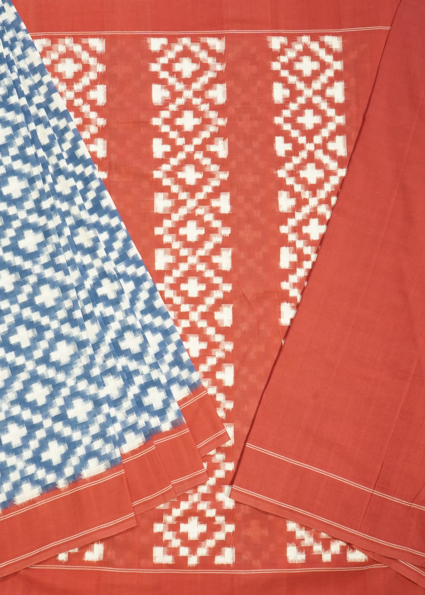 Indigo Blue Pochampally Double Ikkat Pure Cotton Handloom Saree