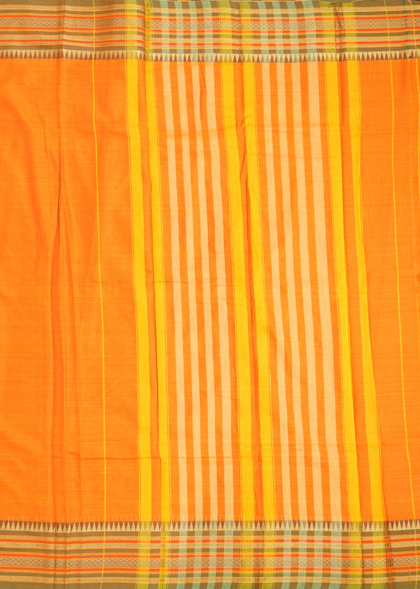 Orange Narayanpet Pure Cotton Handloom Saree