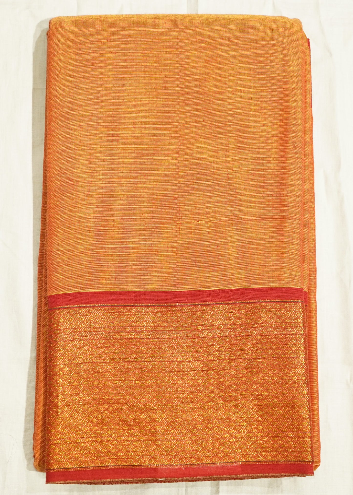 Orange Narayanpet Pure Cotton Handloom Saree