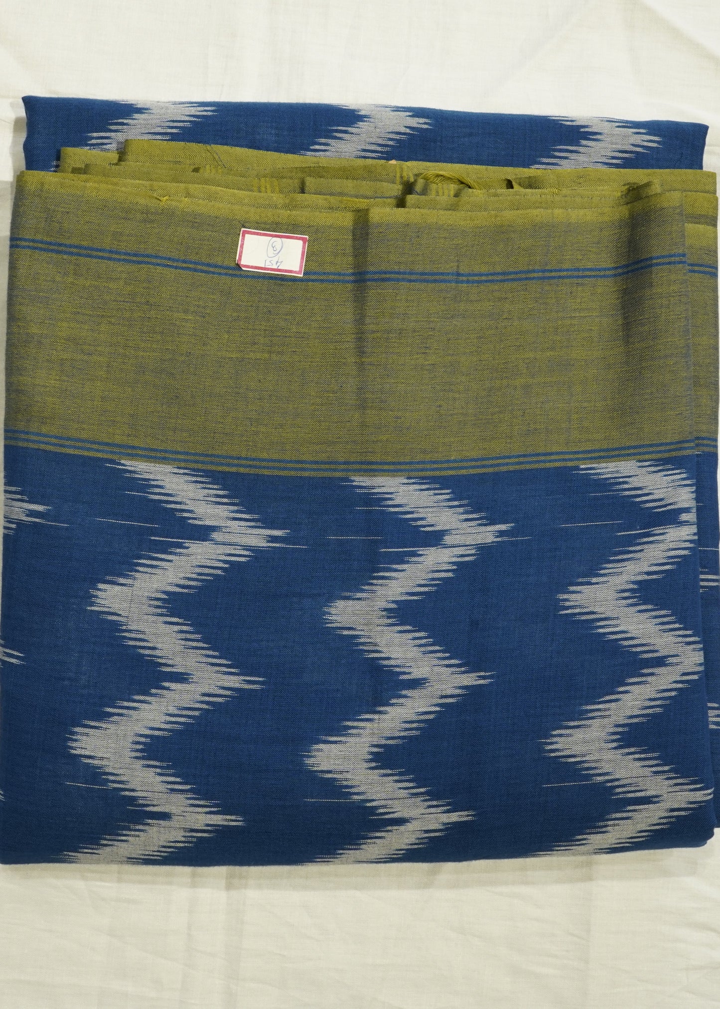 Blue Pochampally Warp Ikkat All Over Pure Cotton Handloom Saree