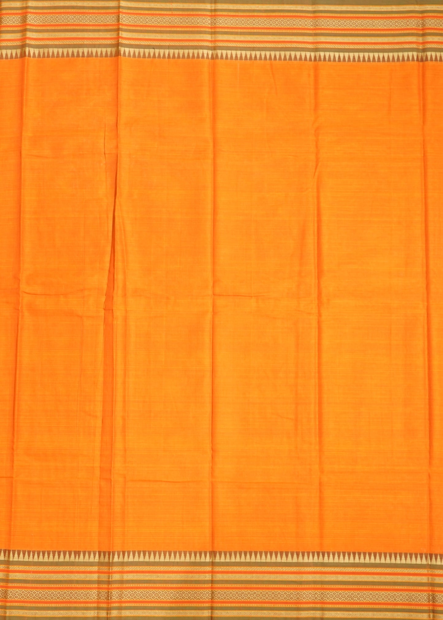 Orange Narayanpet Pure Cotton Handloom Saree