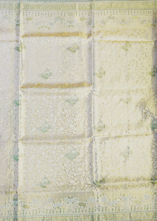 Beige Kanchi All Over Tissue Pure Silk Handloom Saree