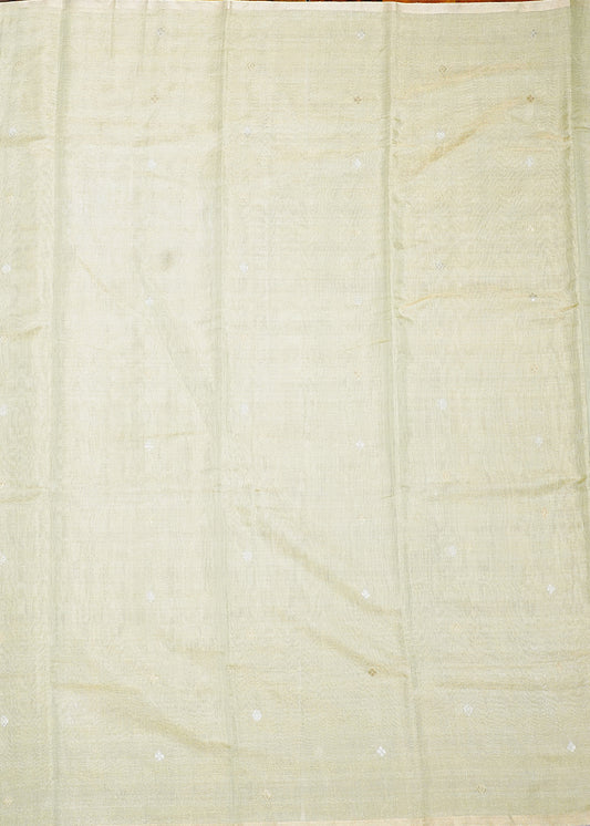 Jade Chanderi Zari Buti Tissue Pure Silk Handloom Saree