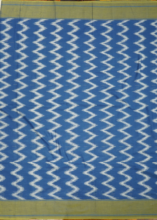 Blue Pochampally Warp Ikkat All Over Pure Cotton Handloom Saree