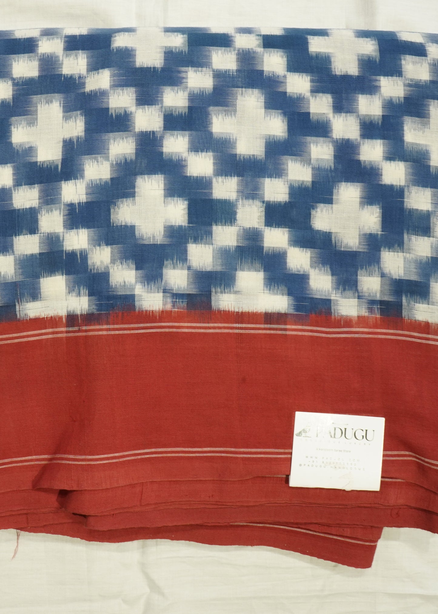 Indigo Blue Pochampally Double Ikkat Pure Cotton Handloom Saree