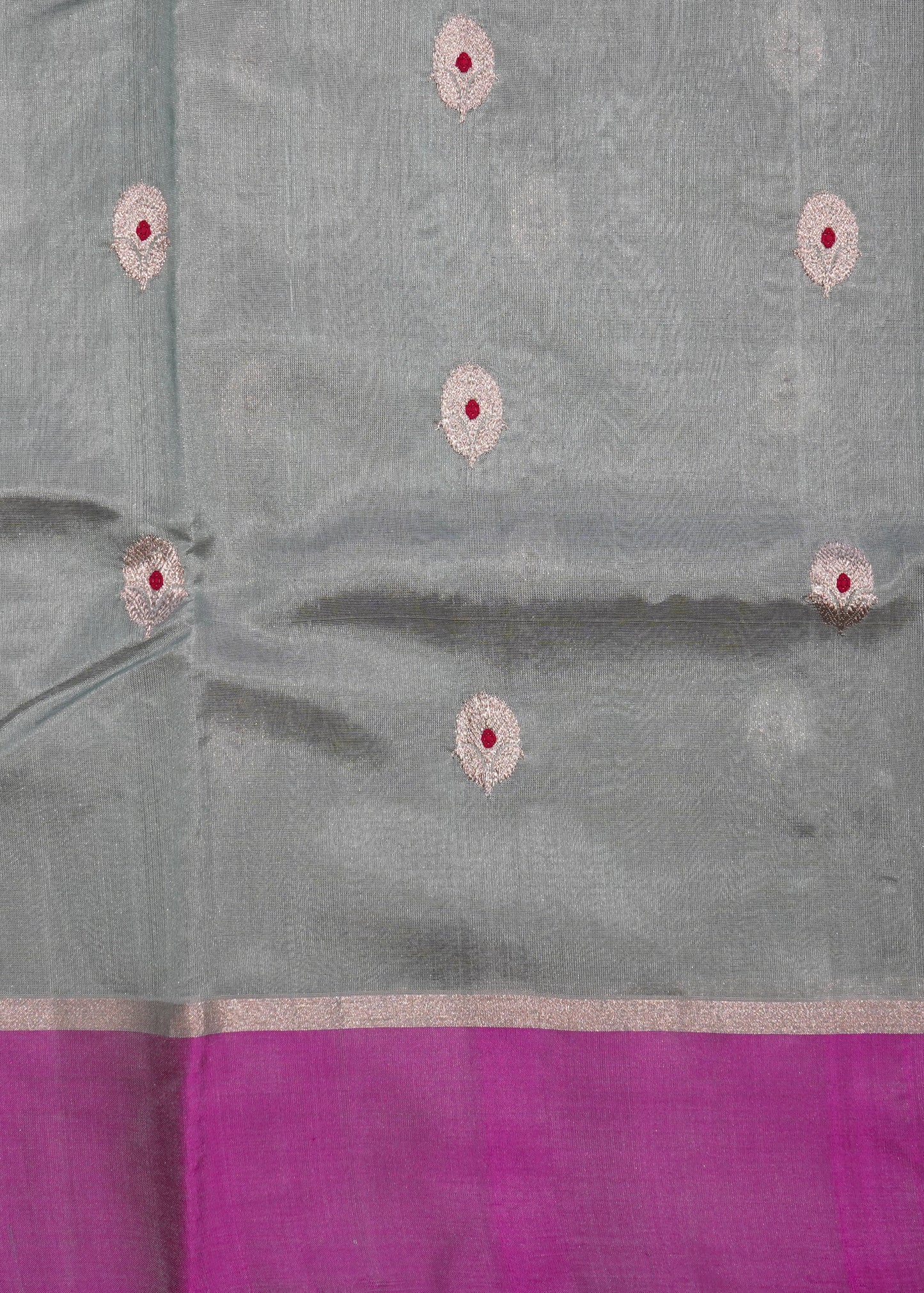 Sea Green Chanderi Eknaaliya Zari Buti Pure Silk Handloom Saree