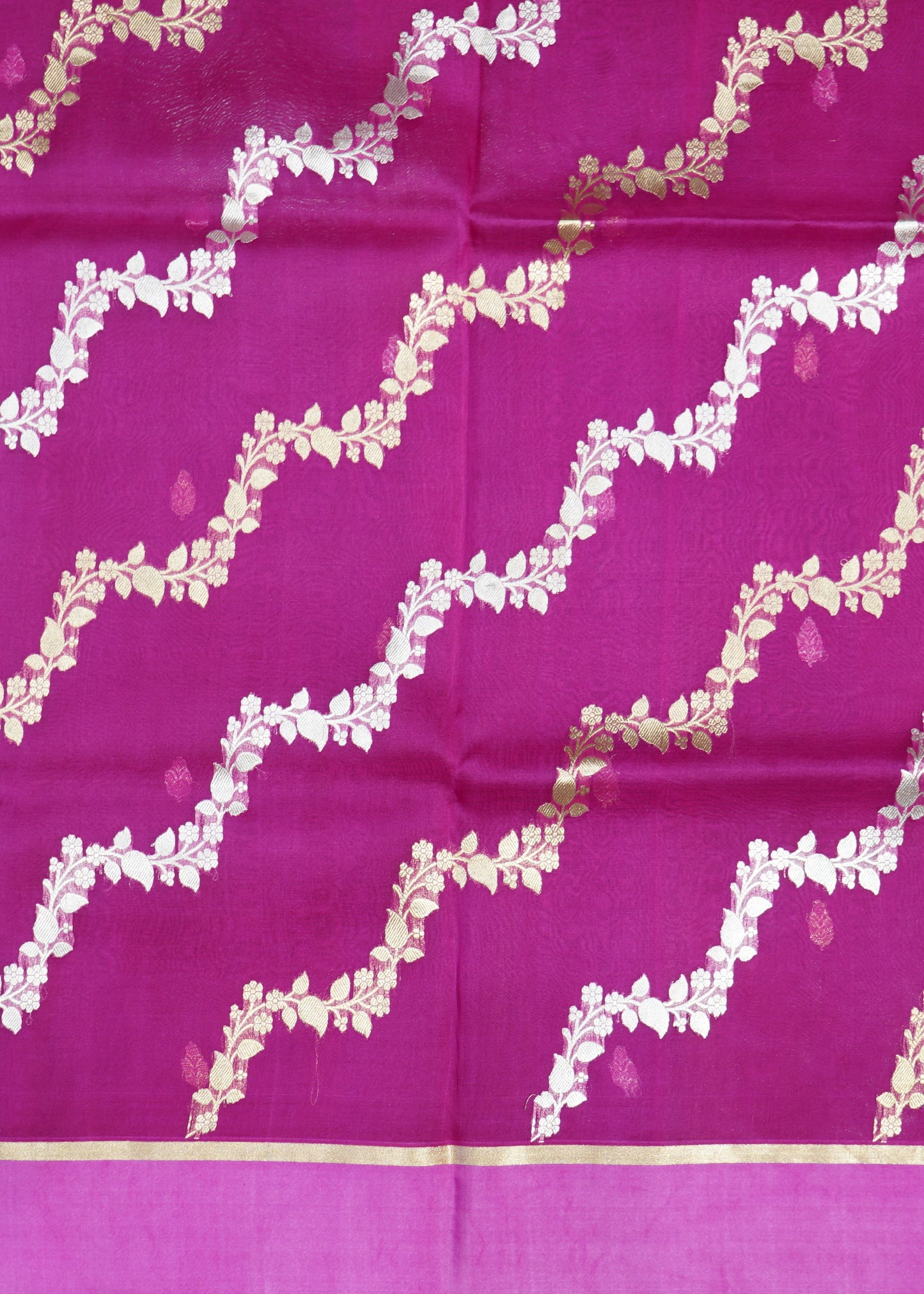 Pink Banaras Jaal Kora Pure Silk Handloom Saree