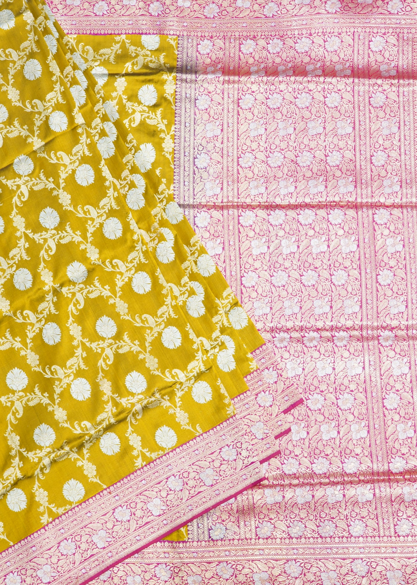 Mehndhi Green Banaras Meenakari All Over Zari Katan Pure Silk Handloom Saree