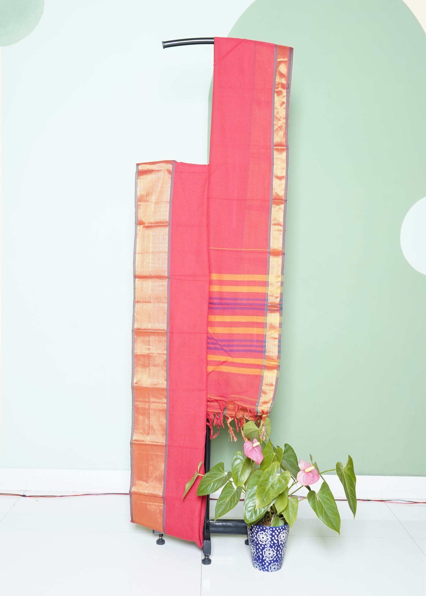 Red Narayanpet Pure Cotton Handloom Saree