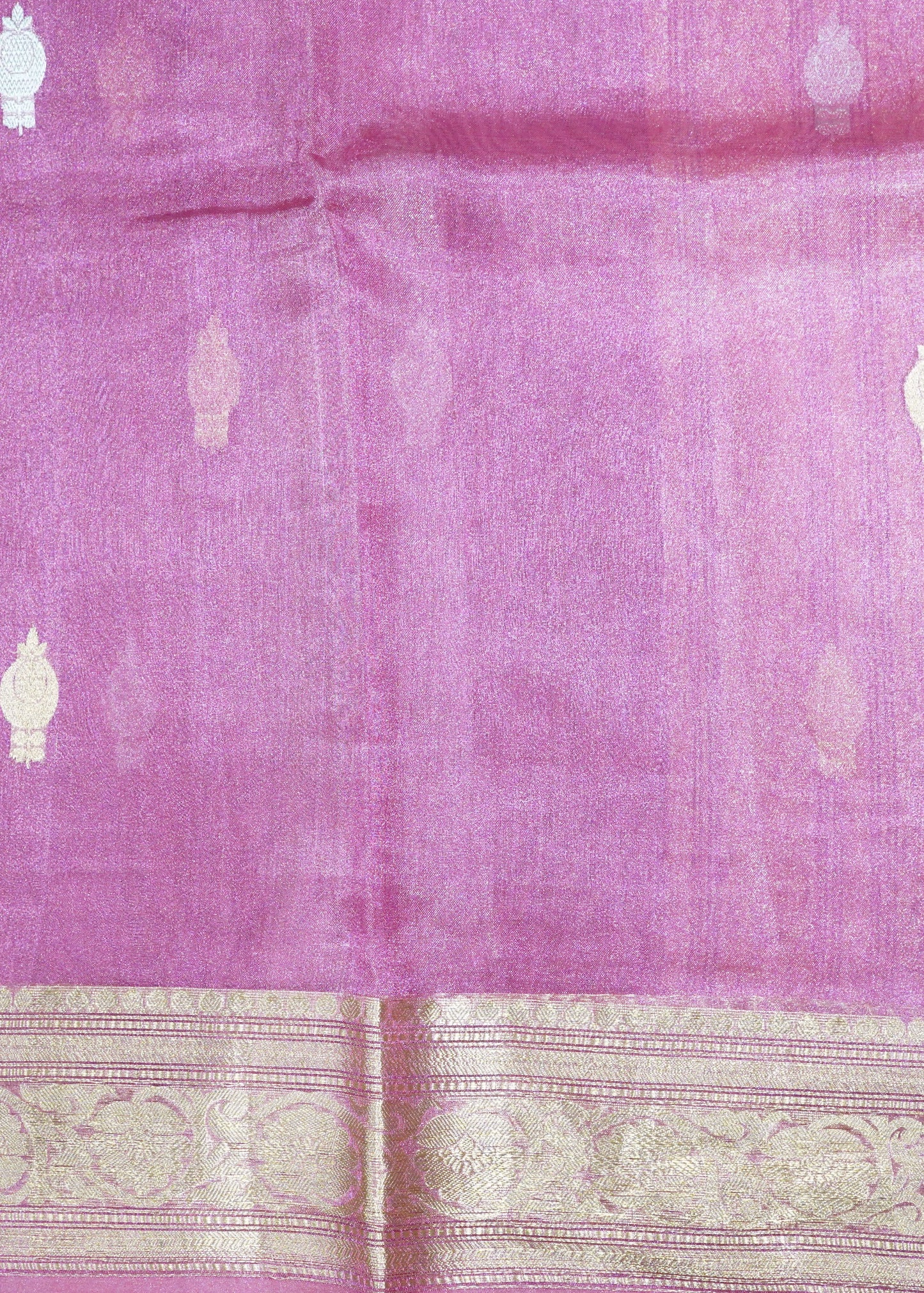 Dark Pink Banaras Zari Buti Tissue Silk Saree
