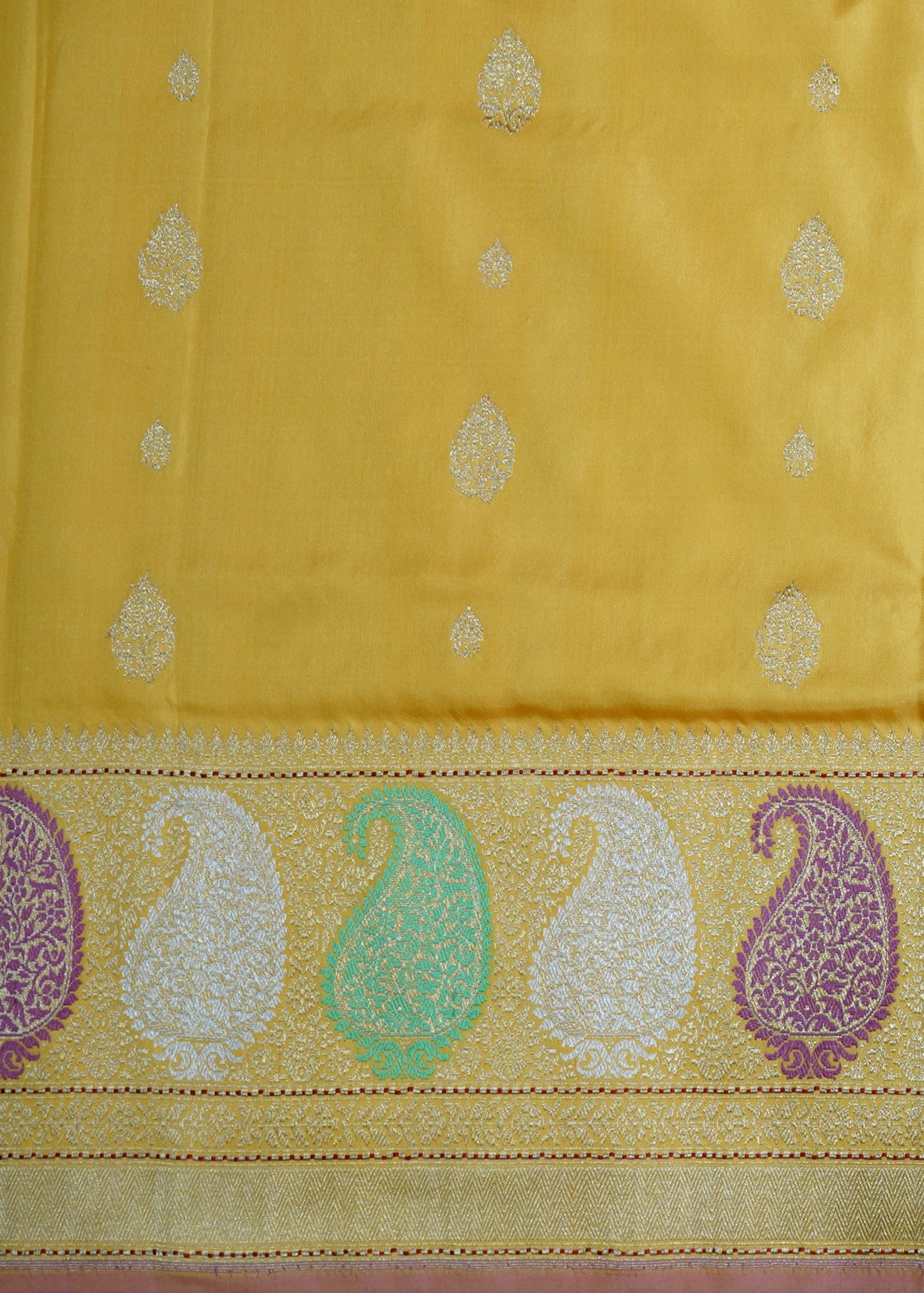 Yellow Banaras Ikatara Katan Pure Silk Saree