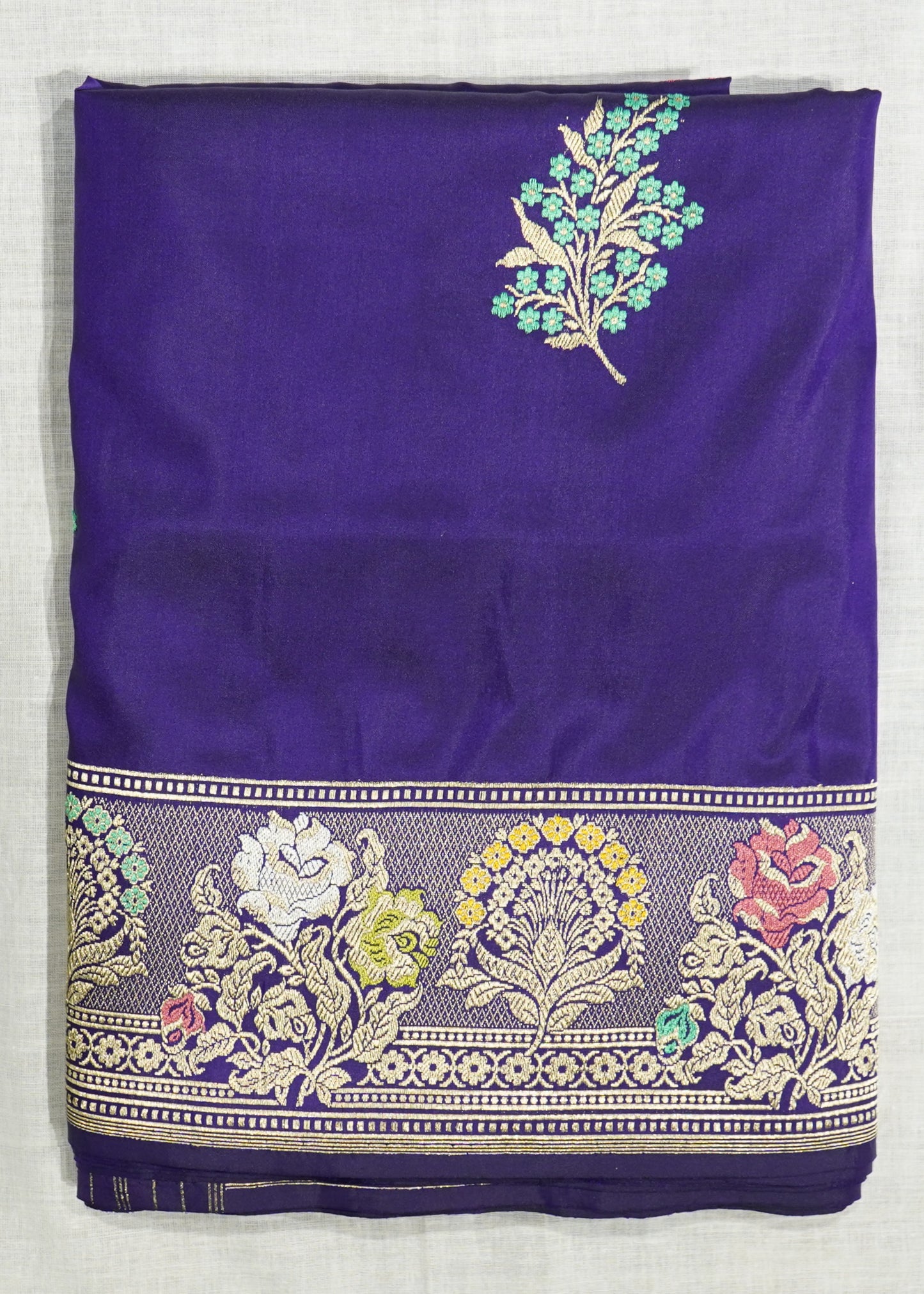 Voilet Banaras Meenakari Zari Buti Iktara Katan Pure Silk Handloom Saree