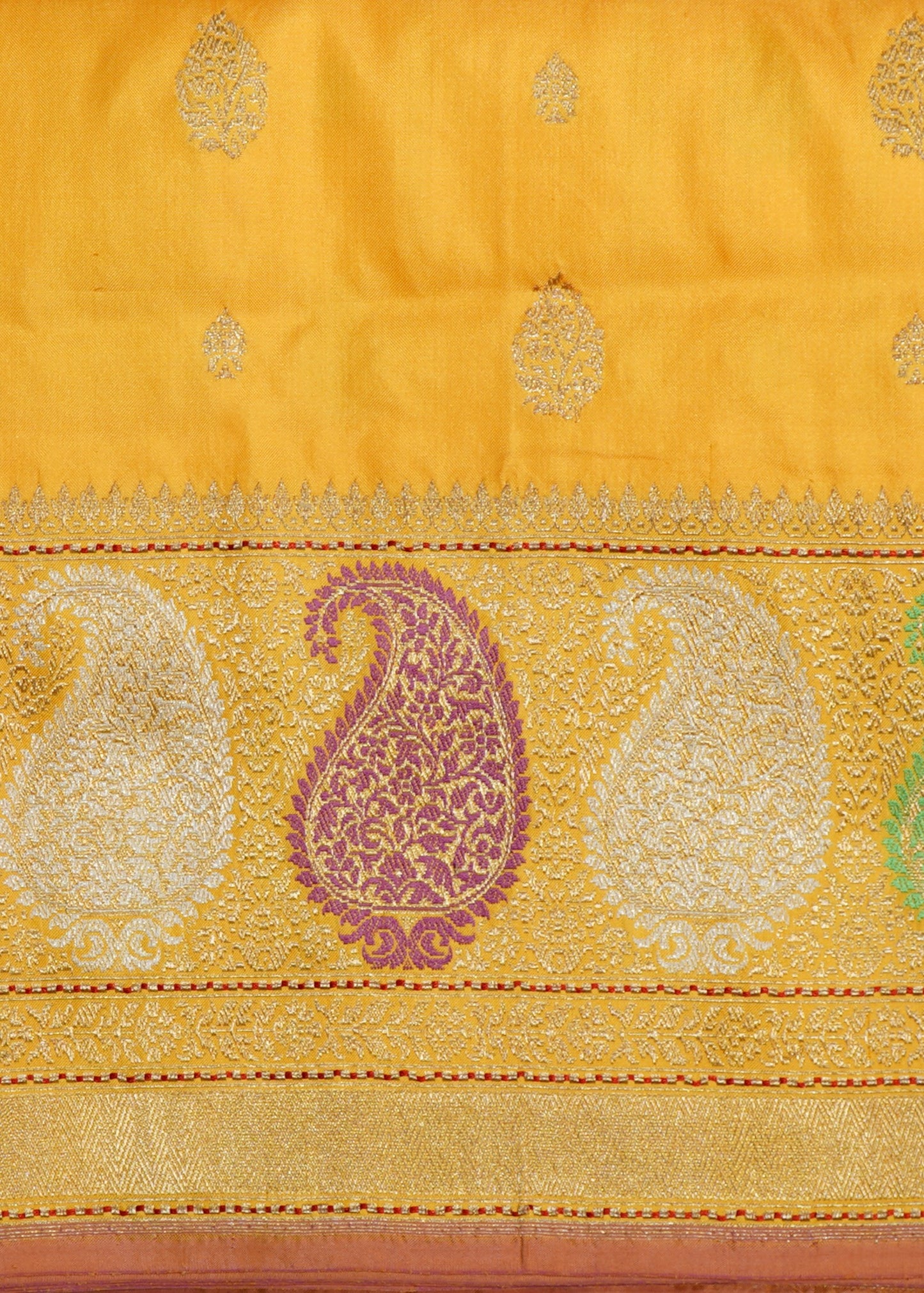 Yellow Banaras Ikatara Katan Pure Silk Saree