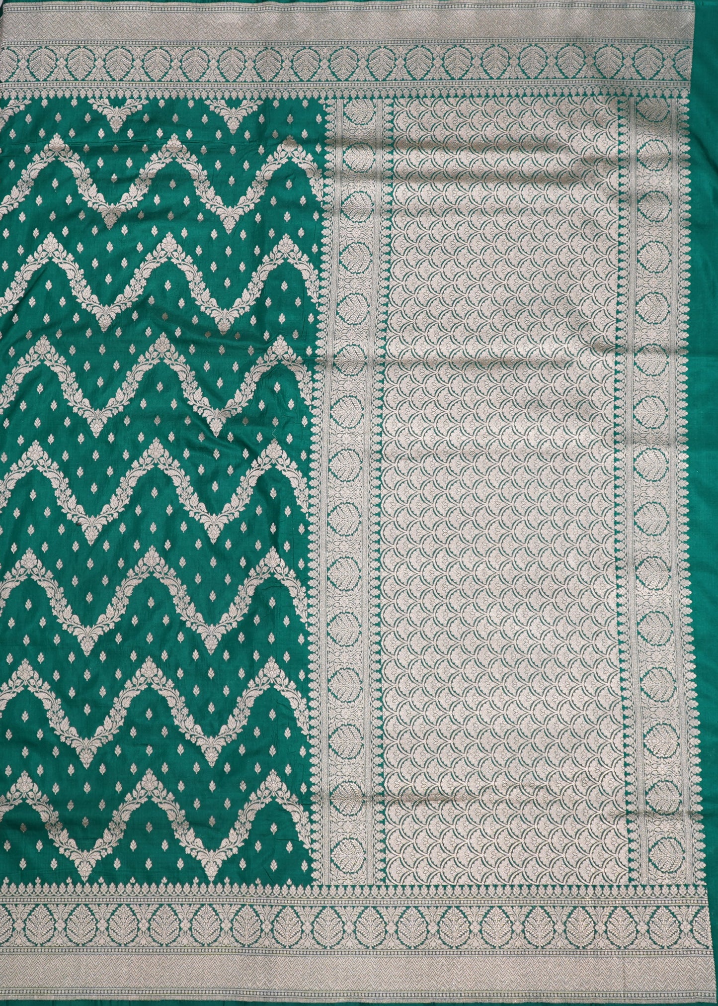 Green Banaras All Over Zari Katan Pure Silk Saree