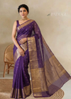 Purple Kora Banaras Silk Saree