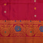 Red Pink Gadwal Zari Buti  Pure Silk Handloom Saree