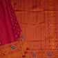 Red Pink Gadwal Zari Buti  Pure Silk Handloom Saree