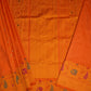 Orange Gadwal Zari Buti  Pure Silk Handloom Saree