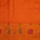 Orange Gadwal Zari Buti  Pure Silk Handloom Saree