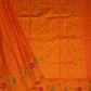 Orange Gadwal Zari Buti  Pure Silk Handloom Saree