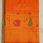 Orange Gadwal Zari Buti  Pure Silk Handloom Saree