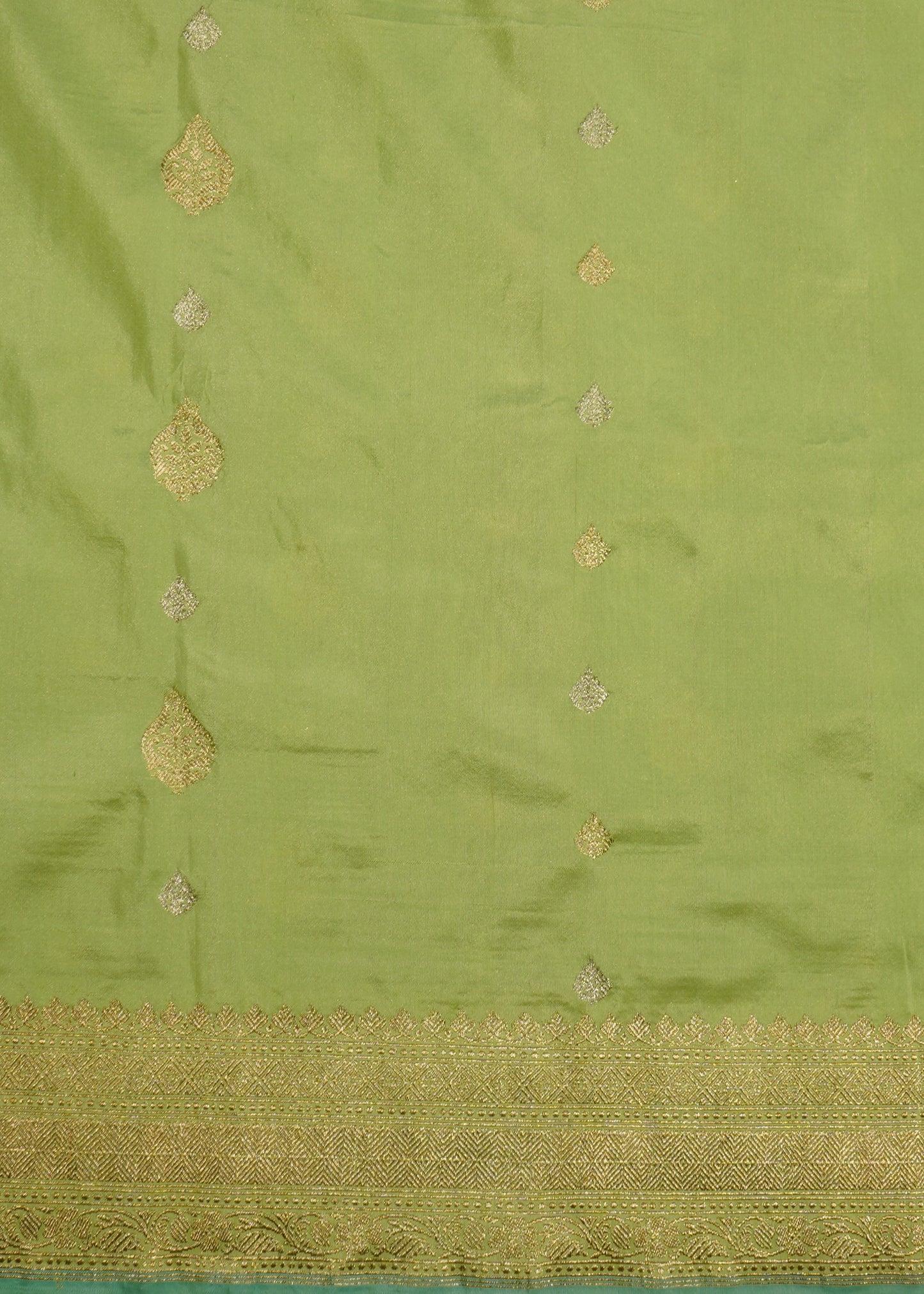 Parrot Green Banaras All over Zari Buti Pure Silk Handllom