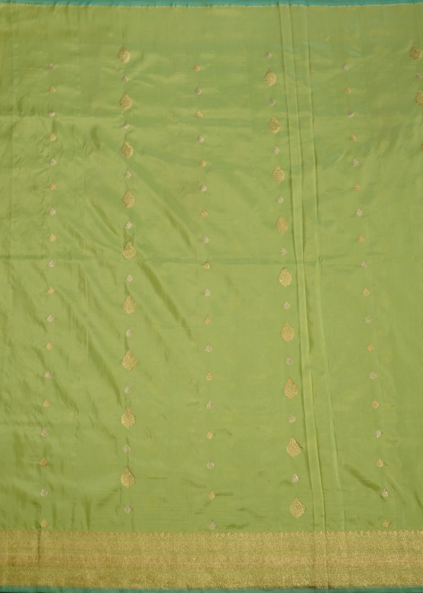 Parrot Green Banaras All over Zari Buti Pure Silk Handllom