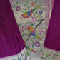 Violet Paithani Checks Pure Silk Handloom Saree