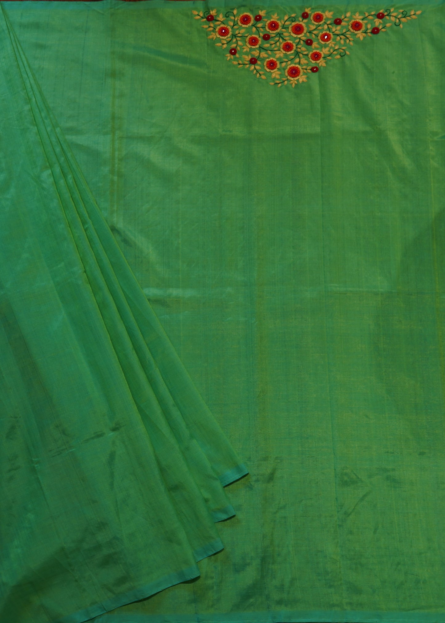 Light Green Mangalagiri Pattu Border Pure Silk Handloom Saree