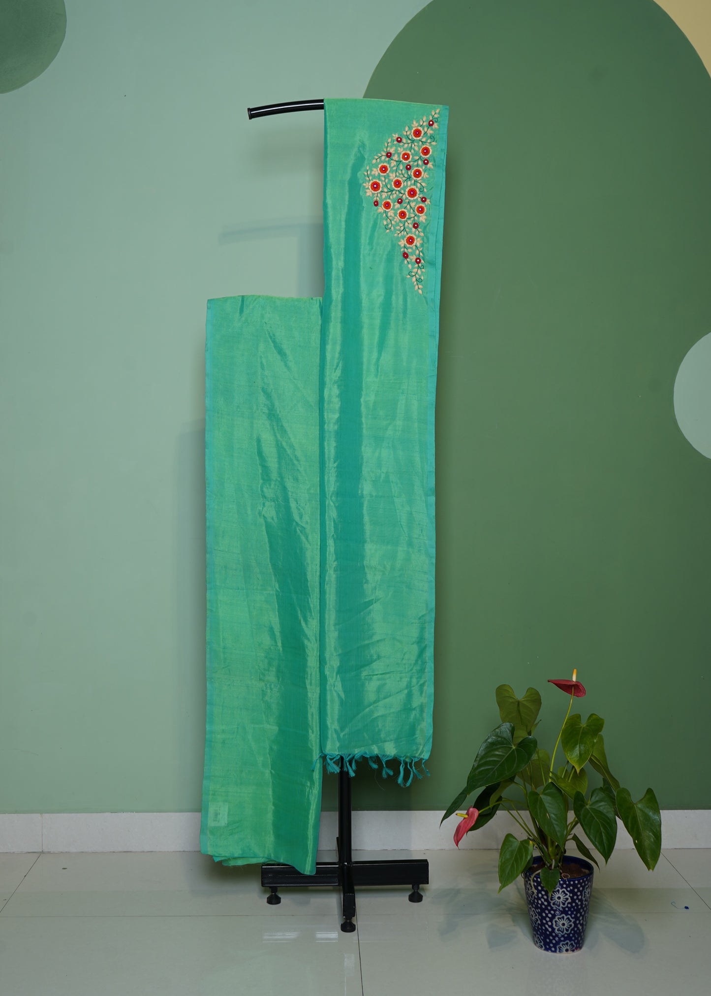 Light Green Mangalagiri Pattu Border Pure Silk Handloom Saree