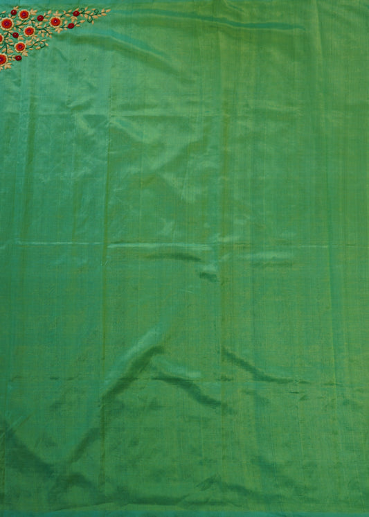 Light Green Mangalagiri Pattu Border Pure Silk Handloom Saree