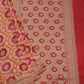 Pink Orange Banaras Georgette Rangkaat Pure Silk Handllom