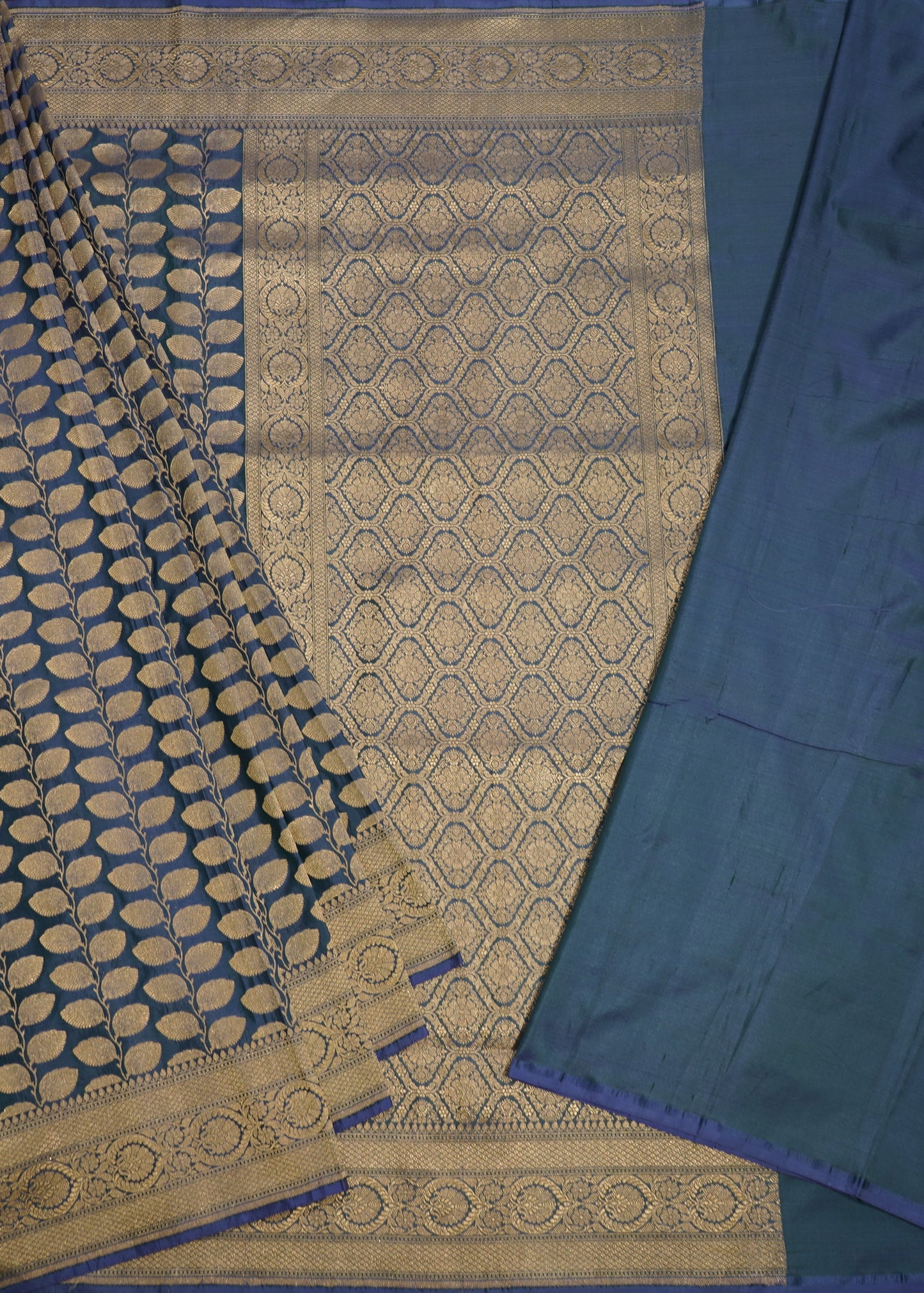 Parrot Blue Banaras All over Zari Pure Silk Handllom