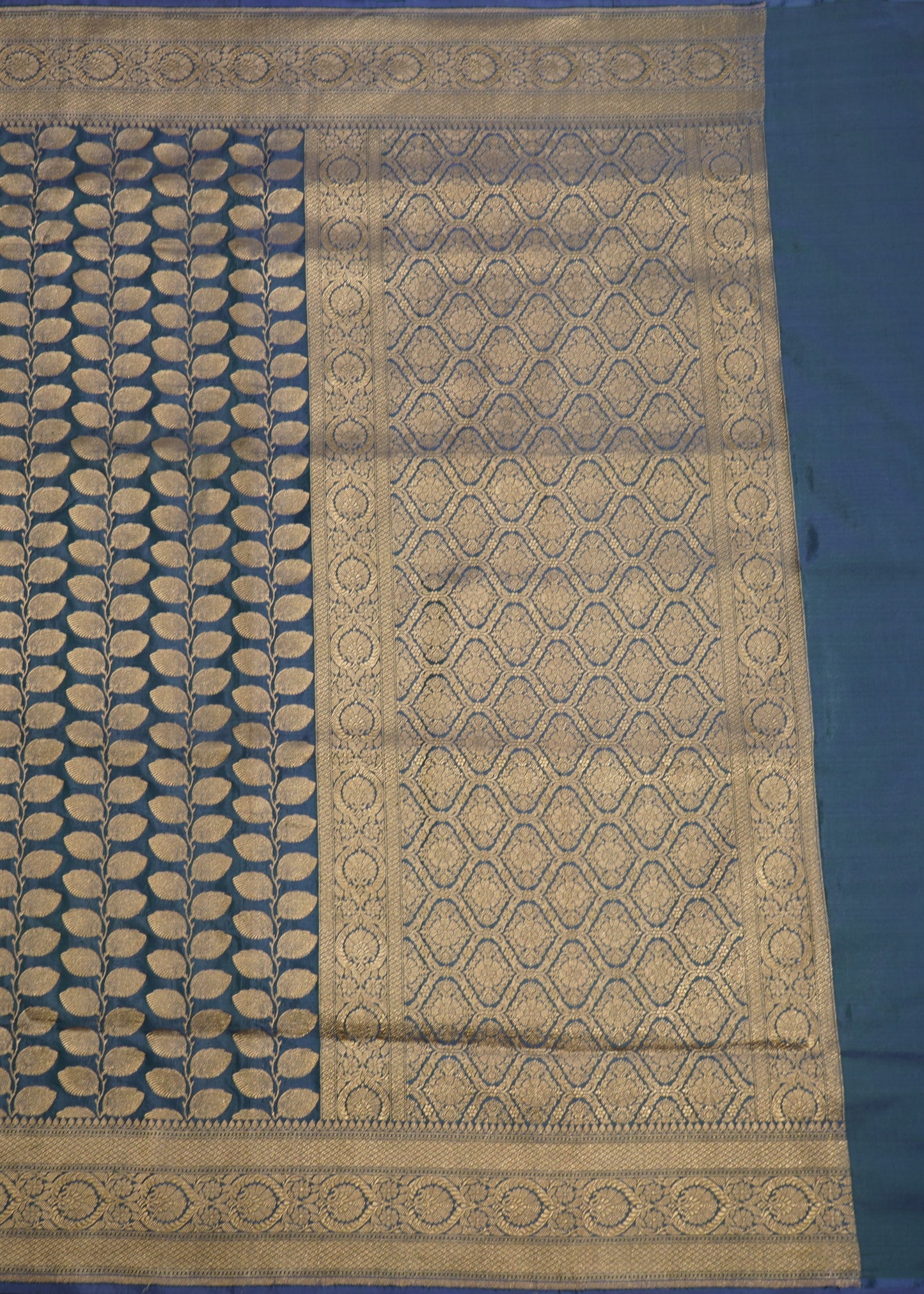 Parrot Blue Banaras All over Zari Pure Silk Handllom