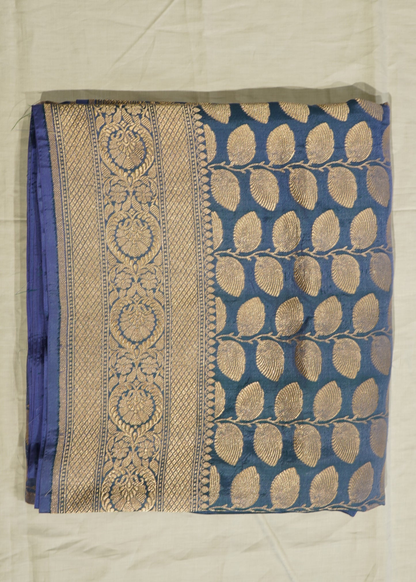 Parrot Blue Banaras All over Zari Pure Silk Handllom