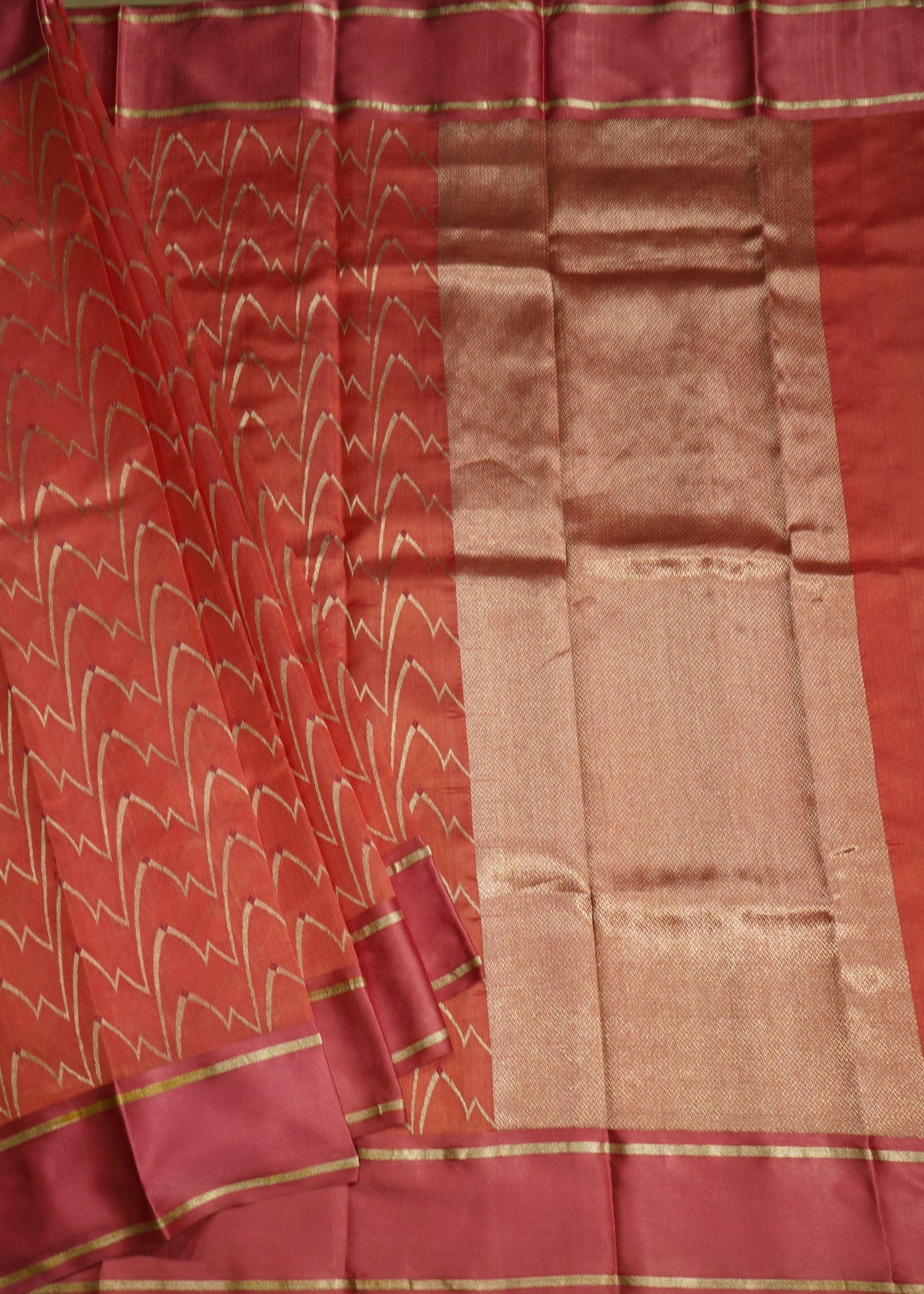 Pink Chanderi All over  Zari Buti Pure Silk Handloom Saree